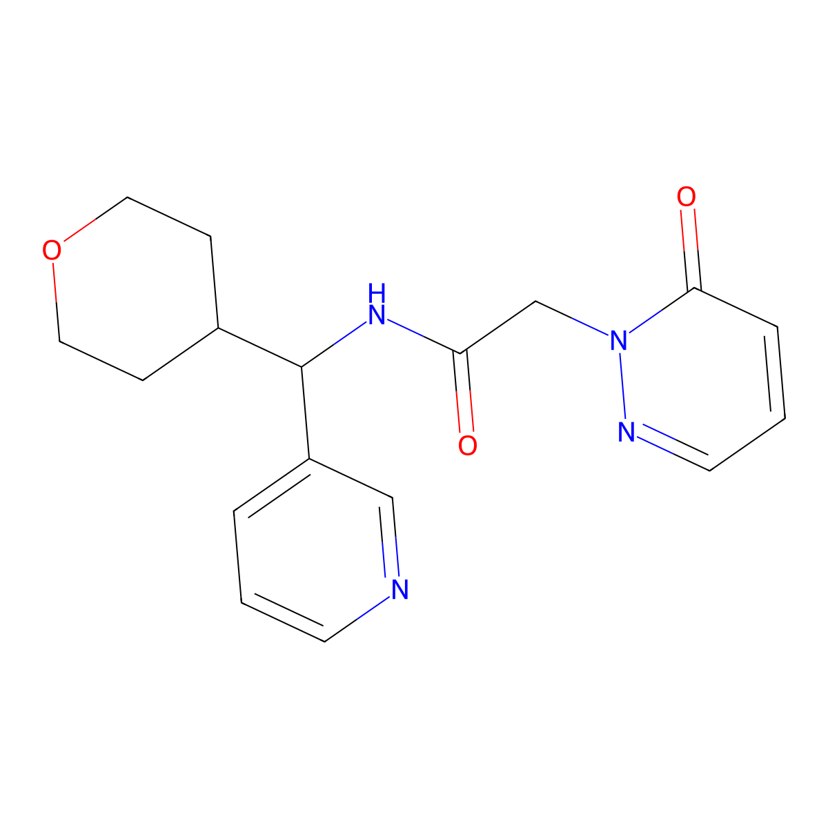 2-(6-oxopyridazin-1(6H)-yl)-N-(pyridin-3-yl(tetrahydro-2H-pyran-4-yl)methyl)acetamide molecular structure, CAS 2034549-86-3