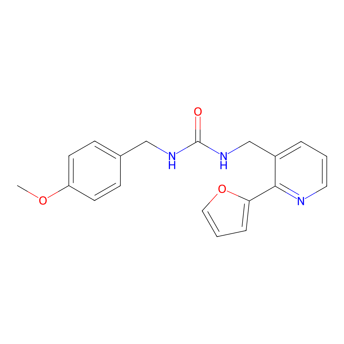 1-((2-(Furan-2-yl)pyridin-3-yl)methyl)-3-(4-methoxybenzyl)urea molecular structure, CAS 2034549-90-9