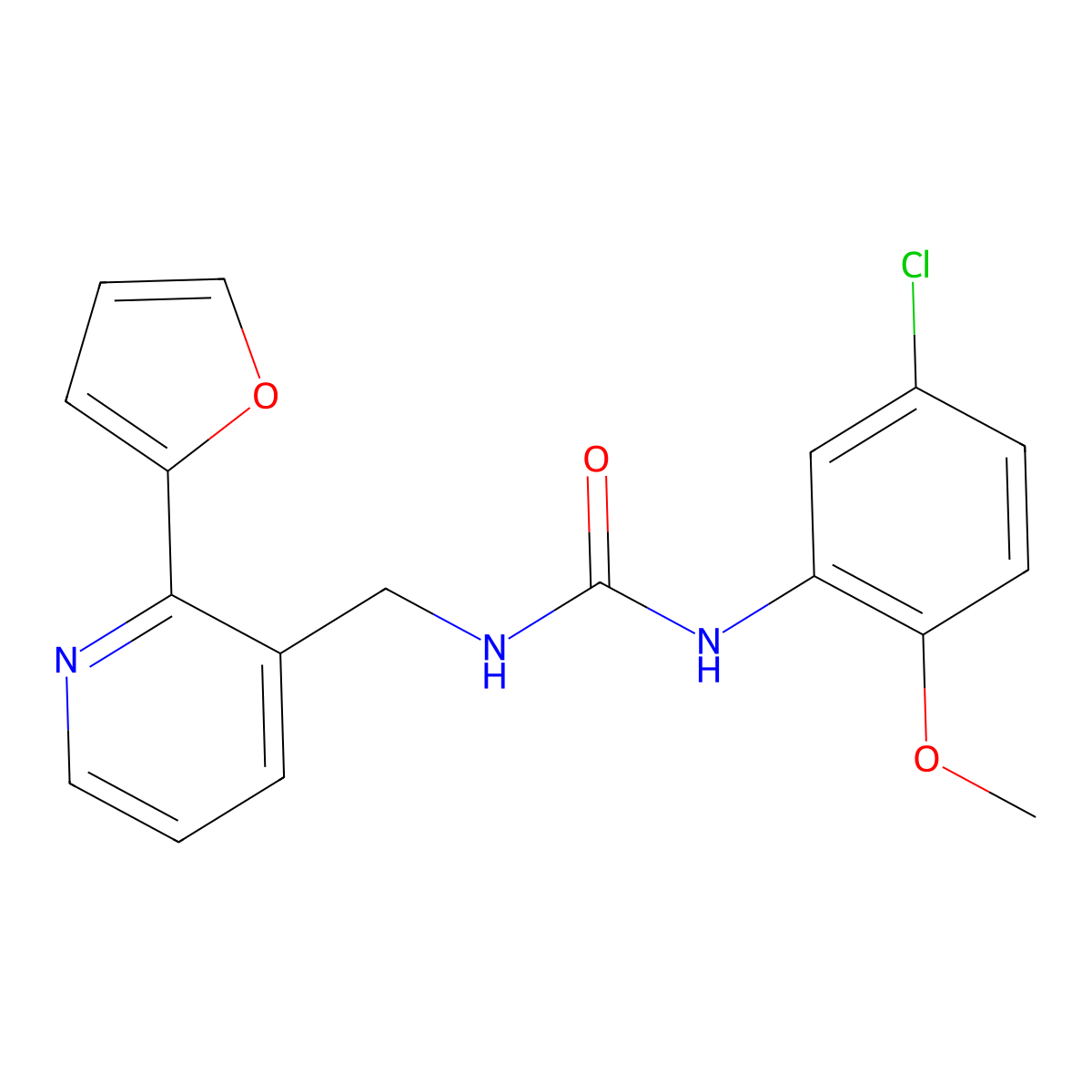 1-(5-Chloro-2-methoxyphenyl)-3-((2-(furan-2-yl)pyridin-3-yl)methyl)urea molecular structure, CAS 2034549-94-3
