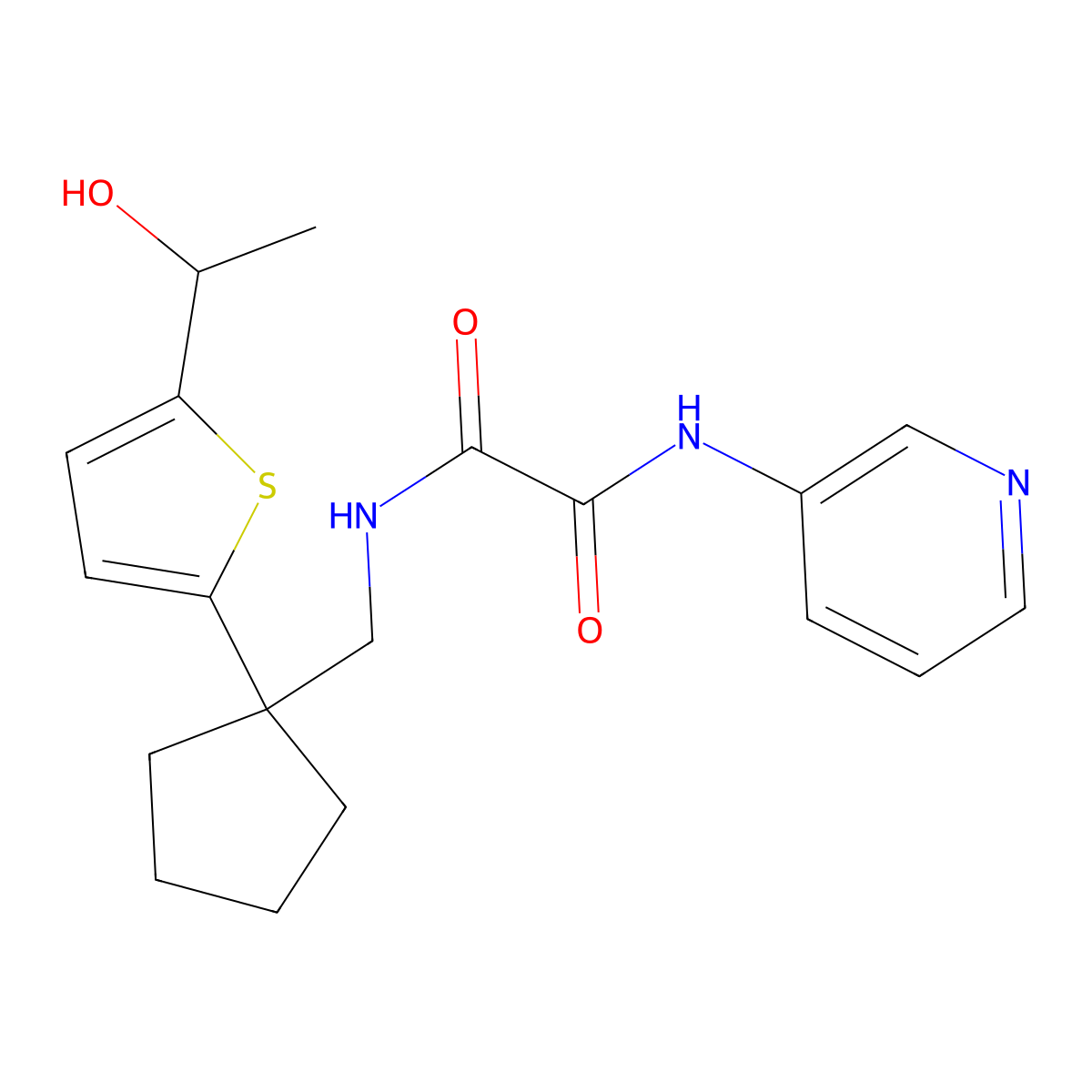 N1-((1-(5-(1-hydroxyethyl)thiophen-2-yl)cyclopentyl)methyl)-N2-(pyridin-3-yl)oxalamide molecular structure, CAS 2034549-95-4