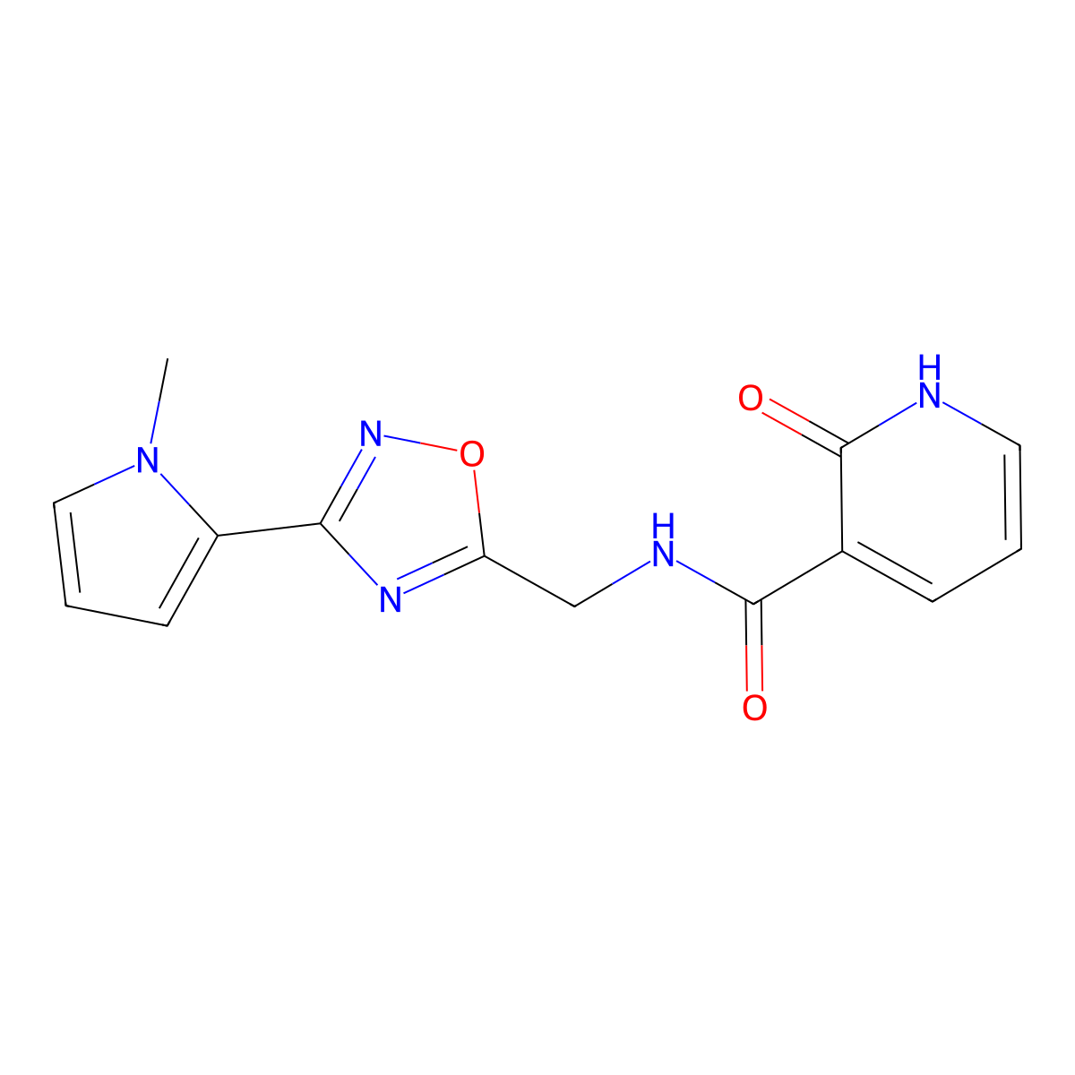 2-hydroxy-N-((3-(1-methyl-1H-pyrrol-2-yl)-1,2,4-oxadiazol-5-yl)methyl)nicotinamide molecular structure, CAS 2034550-01-9