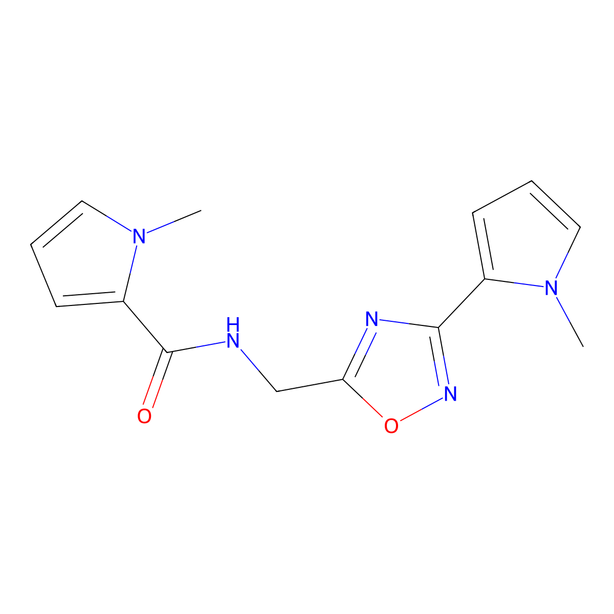 1-methyl-N-((3-(1-methyl-1H-pyrrol-2-yl)-1,2,4-oxadiazol-5-yl)methyl)-1H-pyrrole-2-carboxamide molecular structure, CAS 2034550-14-4