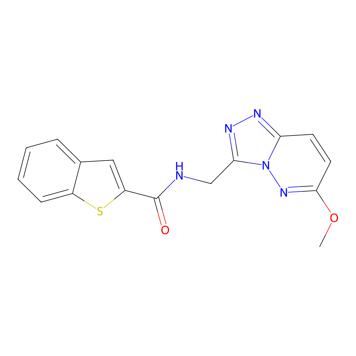 N-((6-methoxy-[1,2,4]triazolo[4,3-b]pyridazin-3-yl)methyl)benzo[b]thiophene-2-carboxamide molecular structure, CAS 2034550-25-7