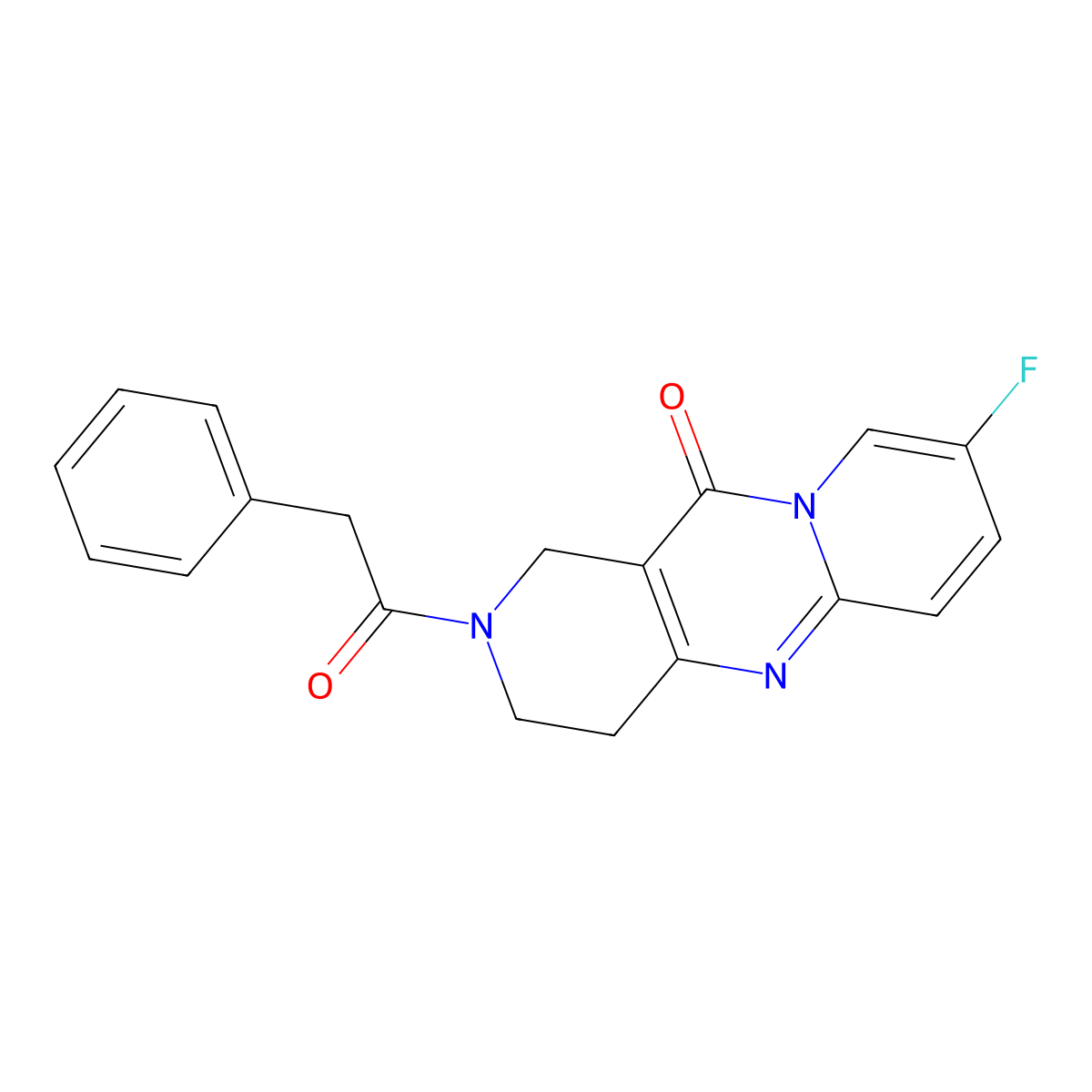 8-fluoro-2-(2-phenylacetyl)-3,4-dihydro-1H-dipyrido[1,2-a:4',3'-d]pyrimidin-11(2H)-one molecular structure, CAS 2034550-49-5