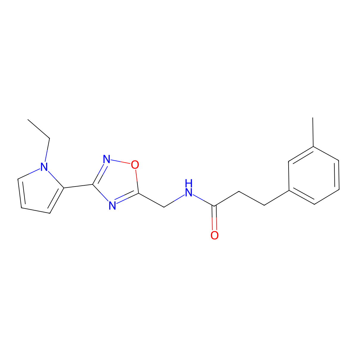 N-((3-(1-ethyl-1H-pyrrol-2-yl)-1,2,4-oxadiazol-5-yl)methyl)-3-(m-tolyl)propanamide molecular structure, CAS 2034550-51-9