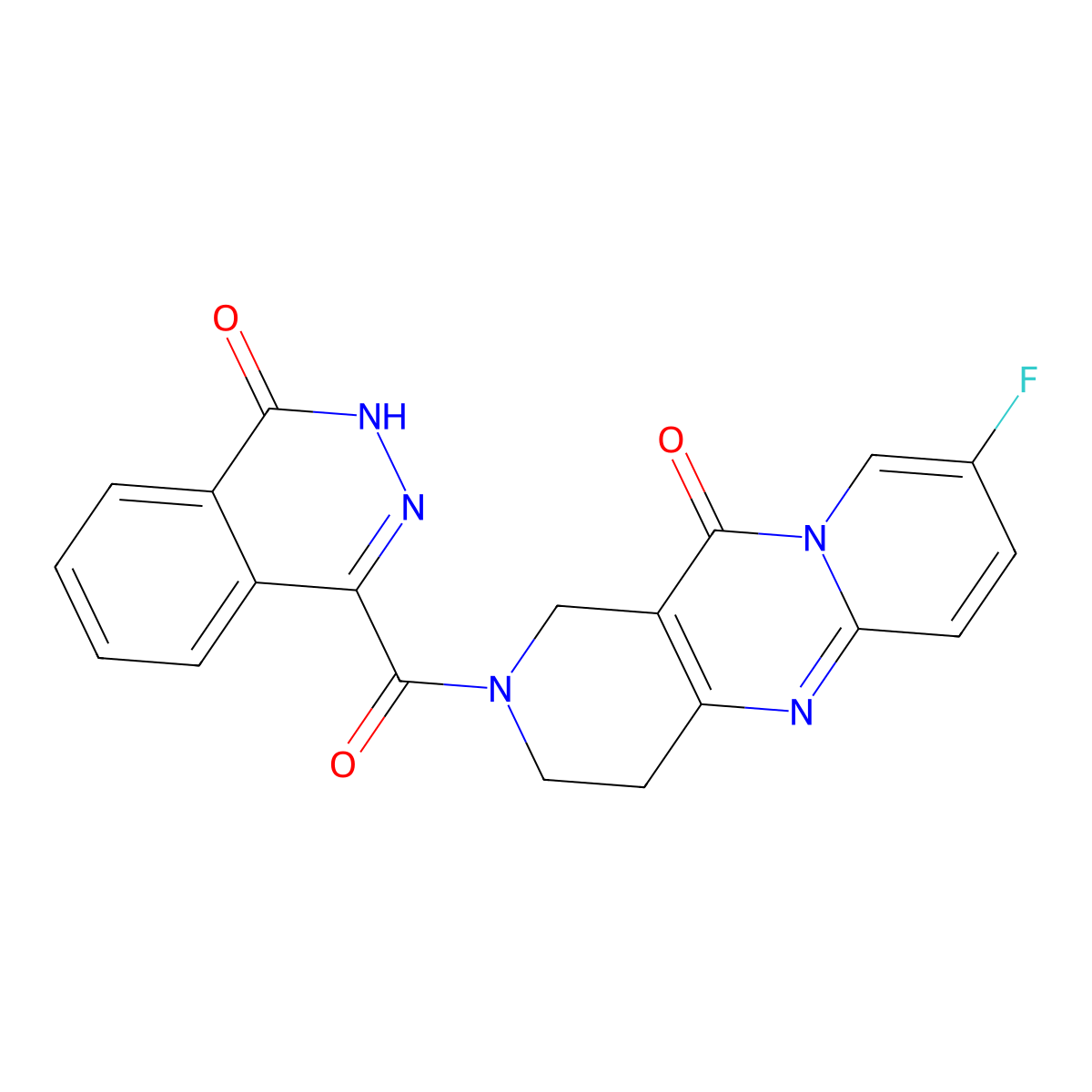 8-fluoro-2-(4-oxo-3,4-dihydrophthalazine-1-carbonyl)-3,4-dihydro-1H-dipyrido[1,2-a:4',3'-d]pyrimidin-11(2H)-one molecular structure, CAS 2034550-57-5