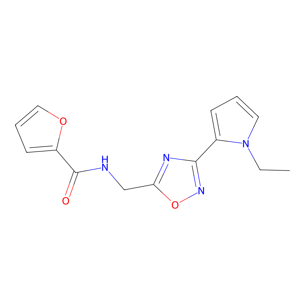 N-((3-(1-ethyl-1H-pyrrol-2-yl)-1,2,4-oxadiazol-5-yl)methyl)furan-2-carboxamide molecular structure, CAS 2034550-58-6