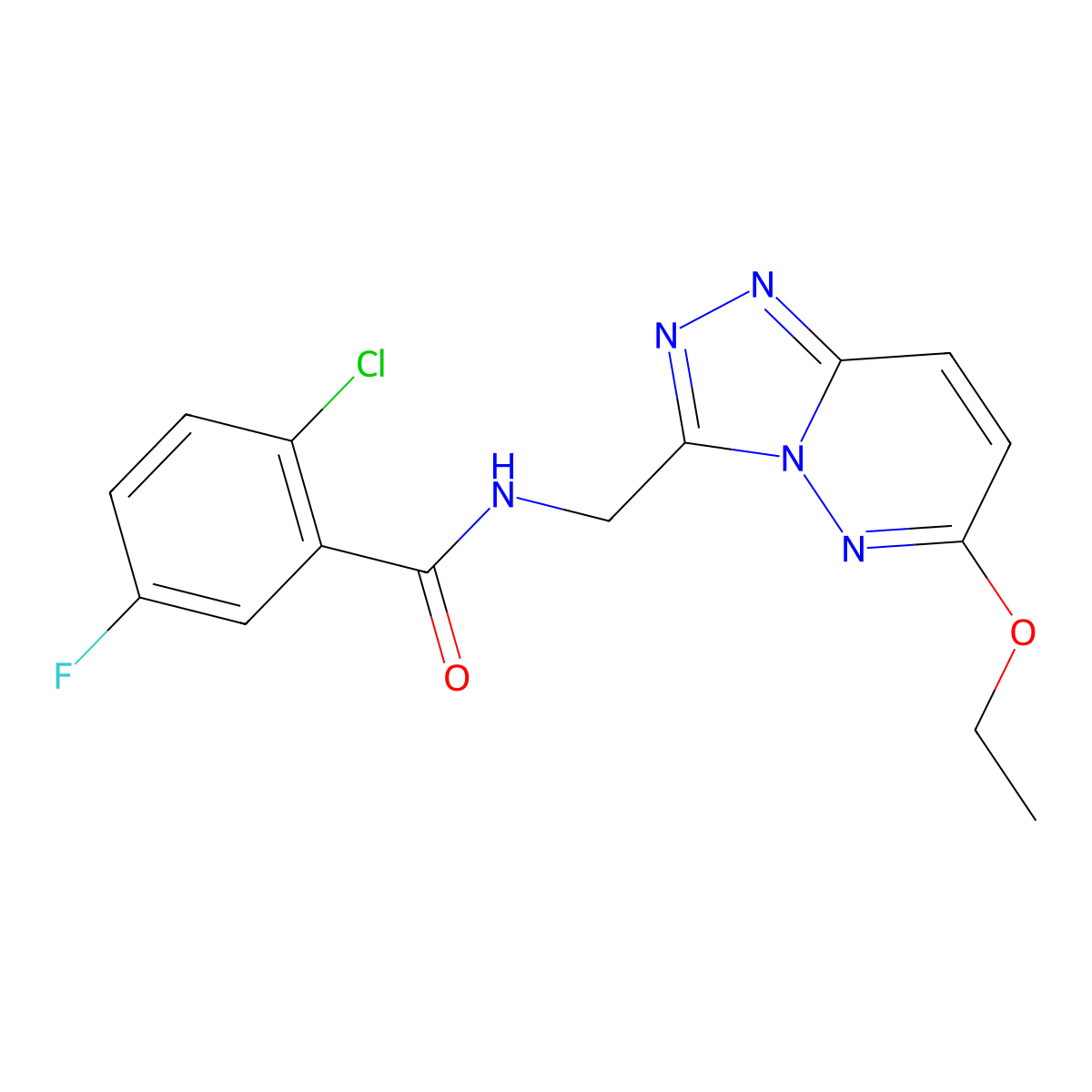 2-chloro-N-((6-ethoxy-[1,2,4]triazolo[4,3-b]pyridazin-3-yl)methyl)-5-fluorobenzamide molecular structure, CAS 2034550-81-5