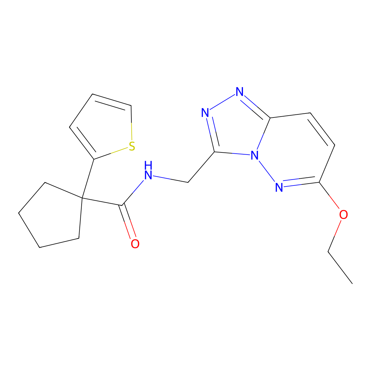 N-((6-ethoxy-[1,2,4]triazolo[4,3-b]pyridazin-3-yl)methyl)-1-(thiophen-2-yl)cyclopentanecarboxamide molecular structure, CAS 2034550-90-6