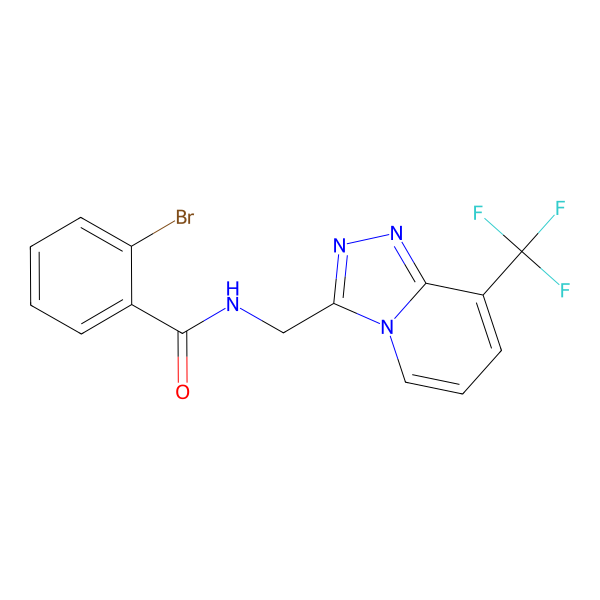 2-bromo-N-{[8-(trifluoromethyl)-[1,2,4]triazolo[4,3-a]pyridin-3-yl]methyl}benzamide molecular structure, CAS 2034550-95-1