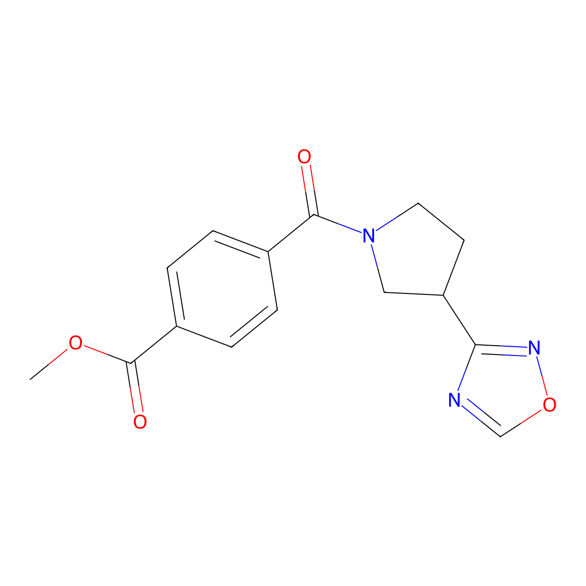 Methyl 4-[3-(1,2,4-oxadiazol-3-yl)pyrrolidine-1-carbonyl]benzoate molecular structure, CAS 2034550-96-2