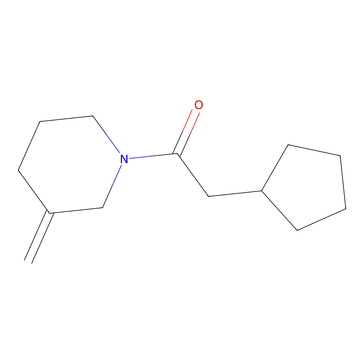 2-Cyclopentyl-1-(3-methylenepiperidin-1-yl)ethanone molecular structure, CAS 2034550-97-3