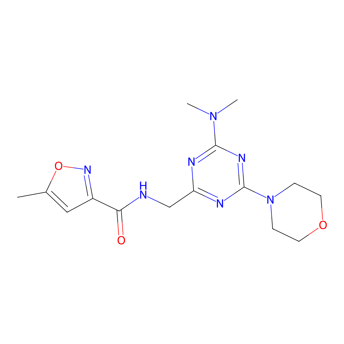 N-((4-(dimethylamino)-6-morpholino-1,3,5-triazin-2-yl)methyl)-5-methylisoxazole-3-carboxamide molecular structure, CAS 2034551-00-1