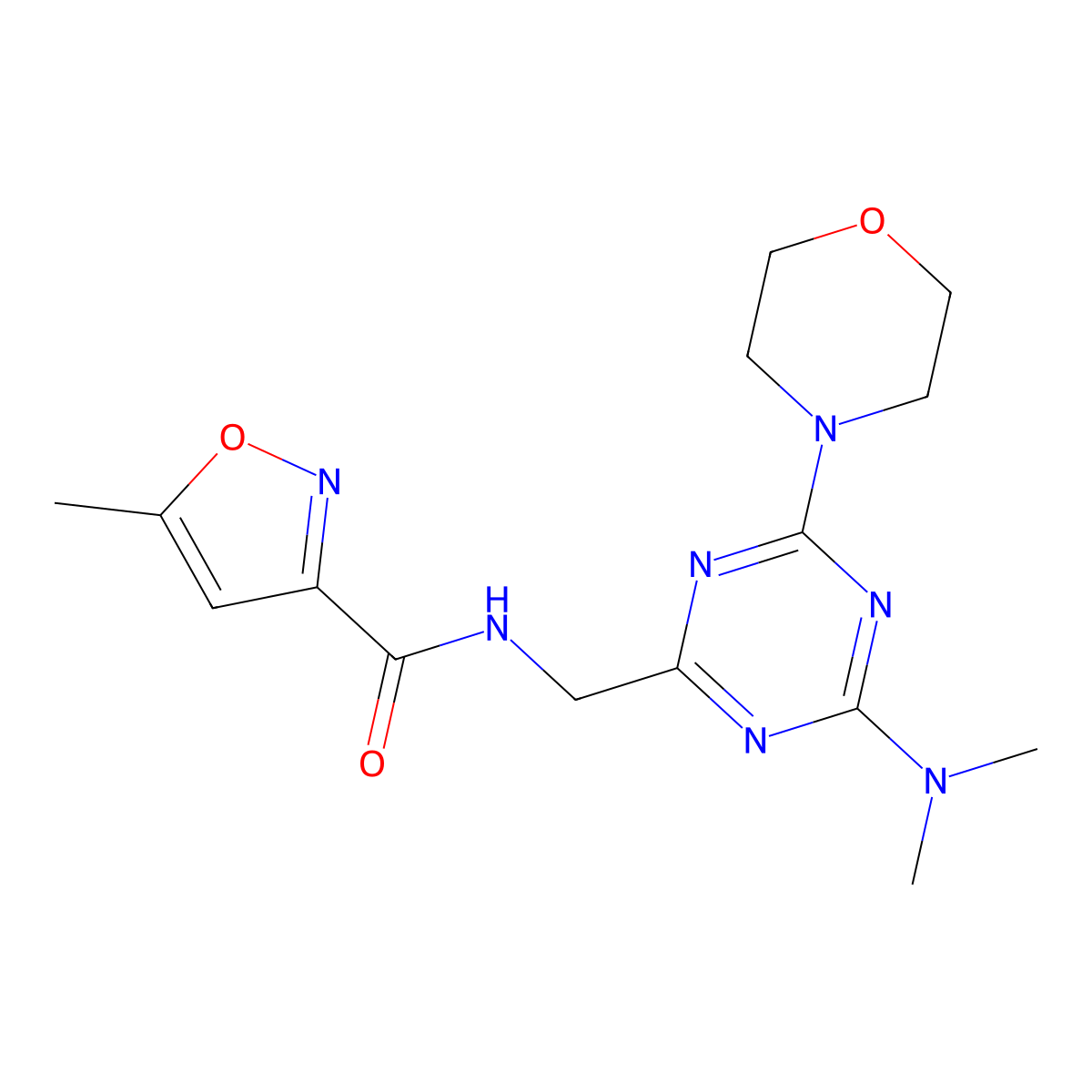 N-((4-(dimethylamino)-6-morpholino-1,3,5-triazin-2-yl)methyl)-5-methylisoxazole-3-carboxamide molecular structure, CAS 2034551-00-1