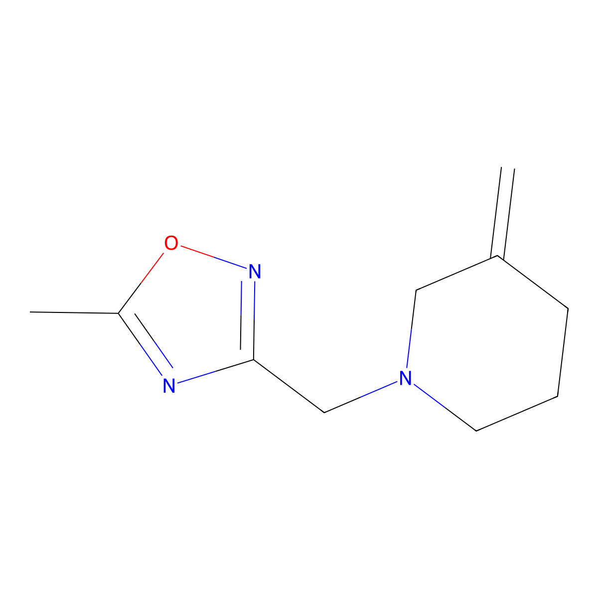 5-Methyl-3-((3-methylenepiperidin-1-yl)methyl)-1,2,4-oxadiazole molecular structure, CAS 2034551-07-8