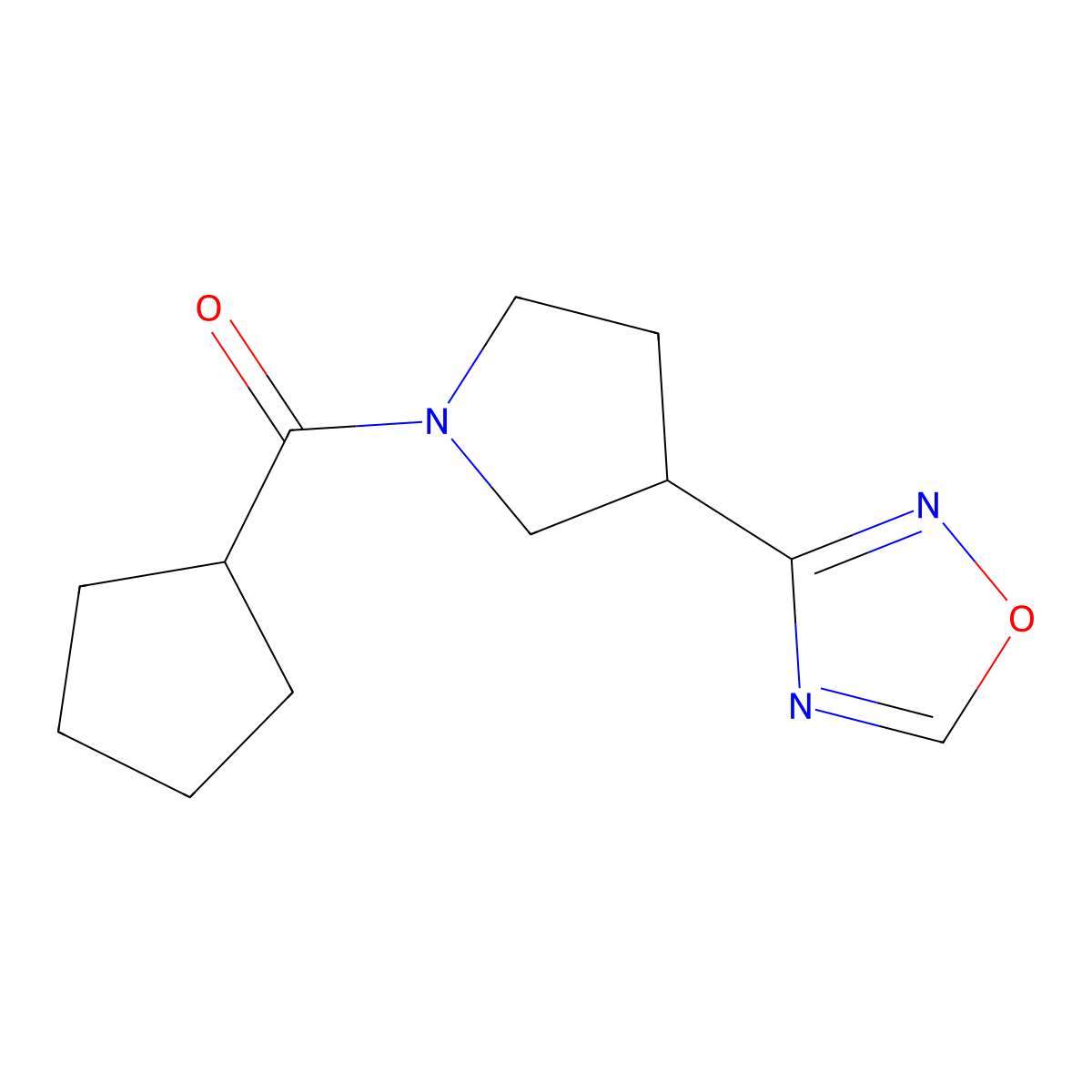 (3-(1,2,4-Oxadiazol-3-yl)pyrrolidin-1-yl)(cyclopentyl)methanone molecular structure, CAS 2034551-08-9