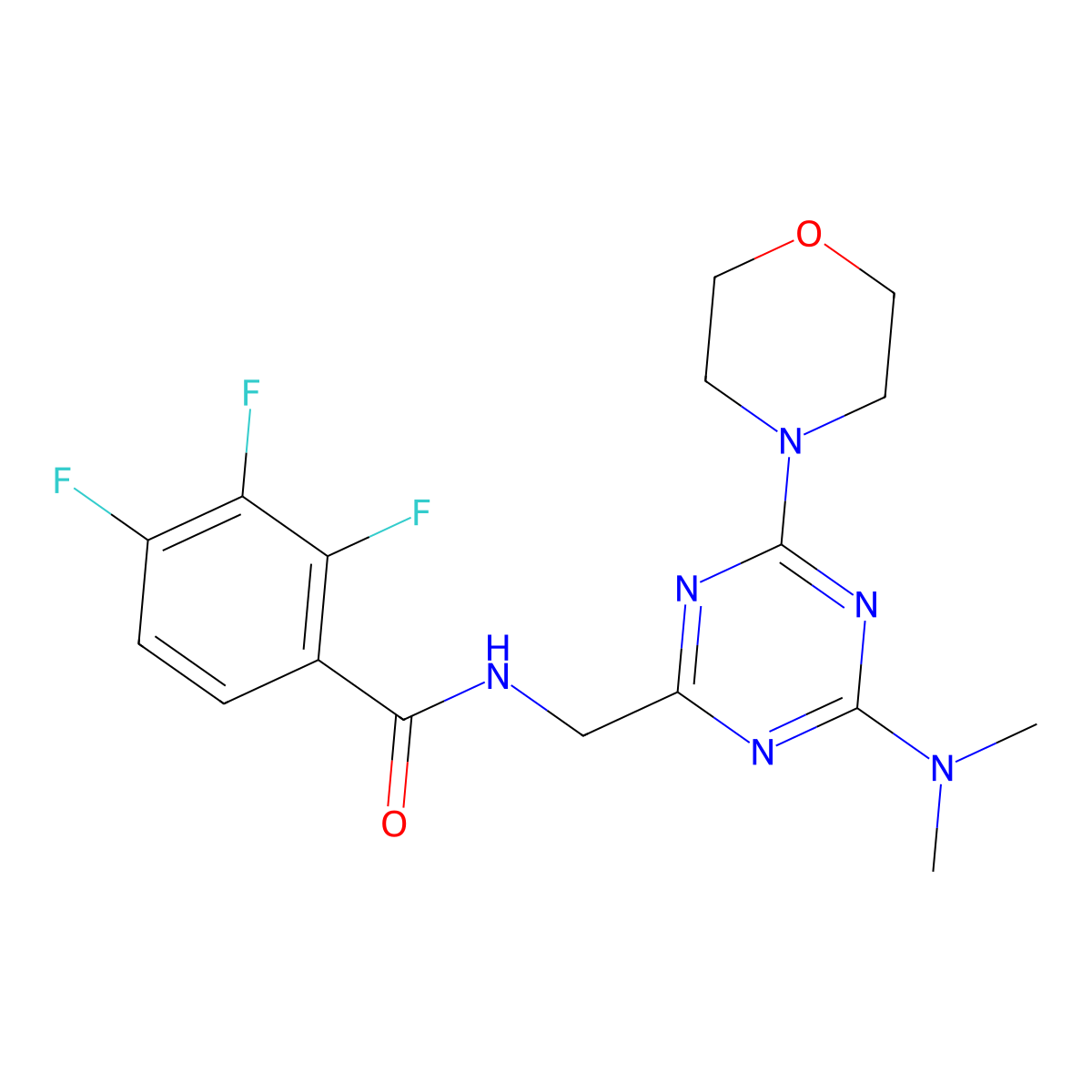 N-((4-(dimethylamino)-6-morpholino-1,3,5-triazin-2-yl)methyl)-2,3,4-trifluorobenzamide molecular structure, CAS 2034551-13-6