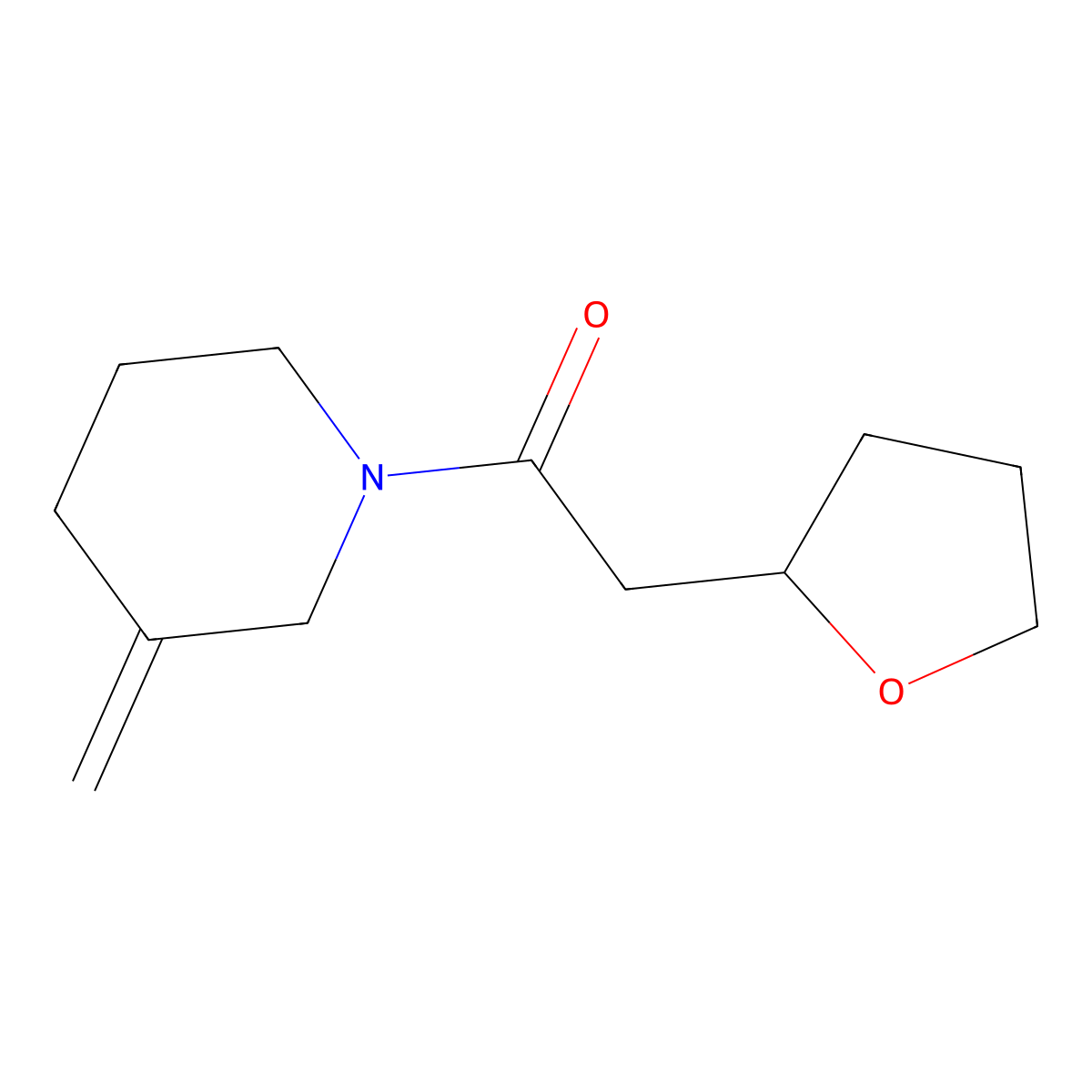 1-(3-Methylenepiperidin-1-yl)-2-(tetrahydrofuran-2-yl)ethanone molecular structure, CAS 2034551-15-8