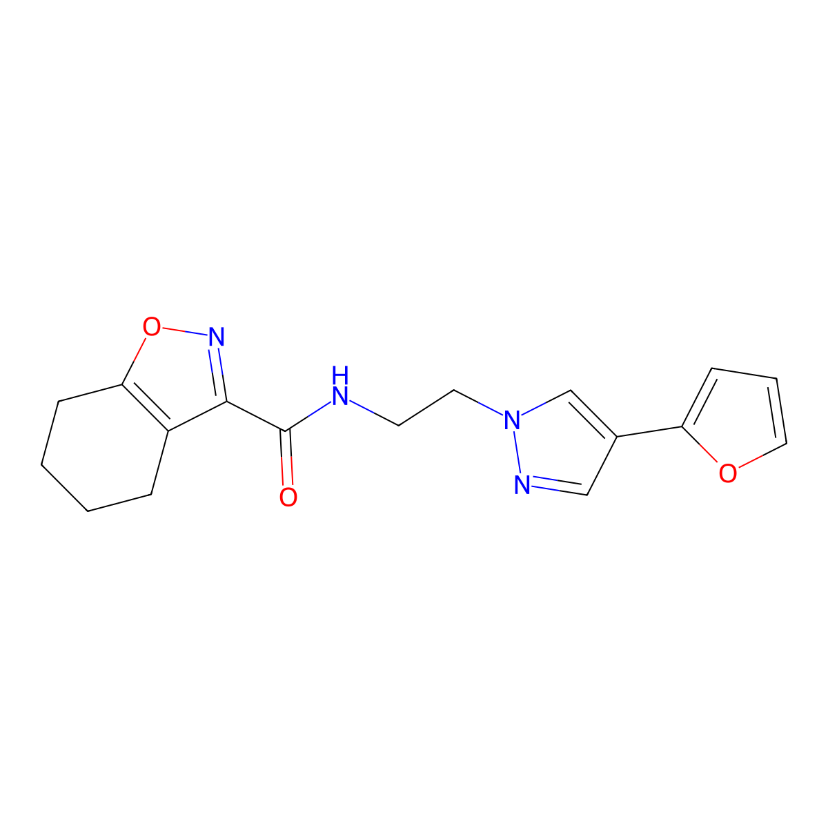 N-(2-(4-(furan-2-yl)-1H-pyrazol-1-yl)ethyl)-4,5,6,7-tetrahydrobenzo[d]isoxazole-3-carboxamide molecular structure, CAS 2034551-16-9