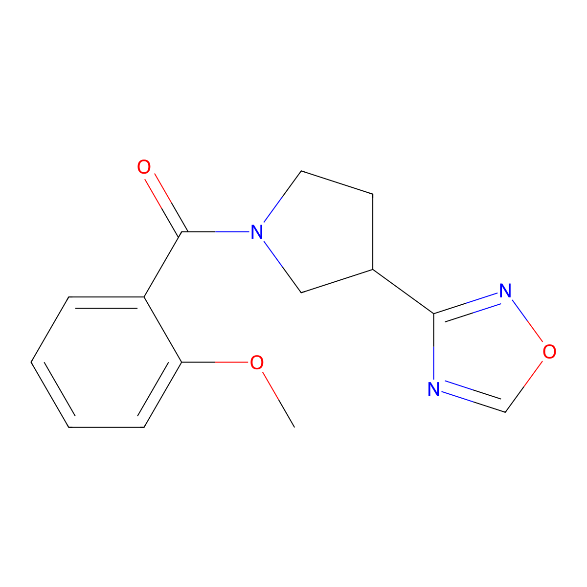 (3-(1,2,4-Oxadiazol-3-yl)pyrrolidin-1-yl)(2-methoxyphenyl)methanone molecular structure, CAS 2034551-19-2