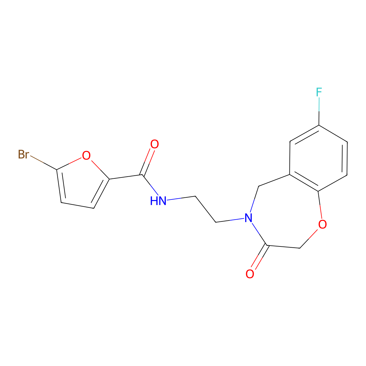5-bromo-N-(2-(7-fluoro-3-oxo-2,3-dihydrobenzo[f][1,4]oxazepin-4(5H)-yl)ethyl)furan-2-carboxamide molecular structure, CAS 2034551-25-0