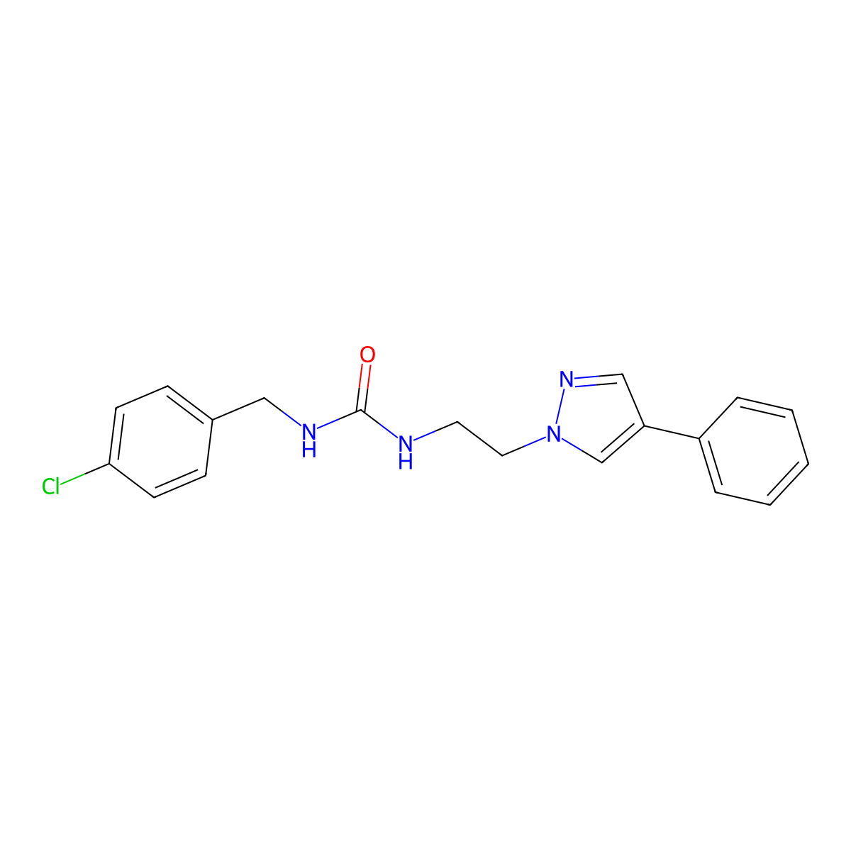 1-(4-chlorobenzyl)-3-(2-(4-phenyl-1H-pyrazol-1-yl)ethyl)urea molecular structure, CAS 2034551-27-2