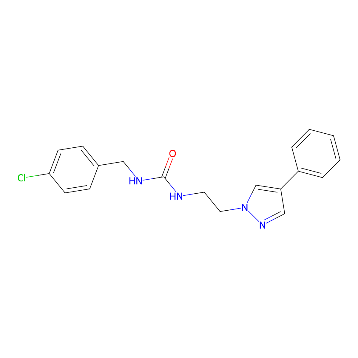 1-(4-chlorobenzyl)-3-(2-(4-phenyl-1H-pyrazol-1-yl)ethyl)urea molecular structure, CAS 2034551-27-2