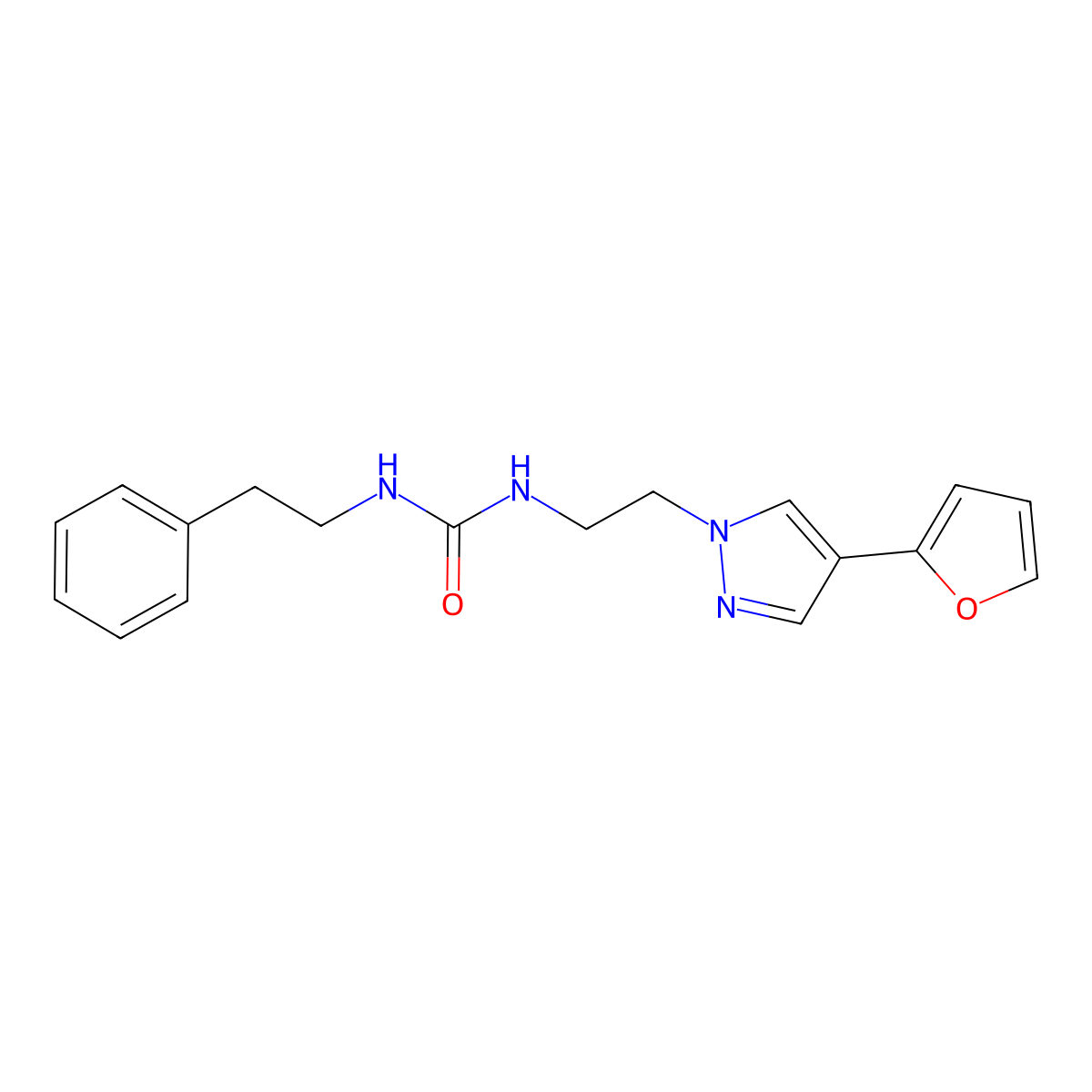 1-(2-(4-(furan-2-yl)-1H-pyrazol-1-yl)ethyl)-3-phenethylurea molecular structure, CAS 2034551-30-7