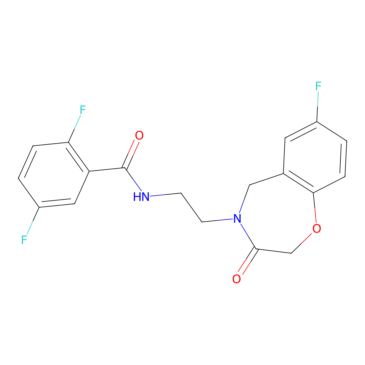 2,5-difluoro-N-(2-(7-fluoro-3-oxo-2,3-dihydrobenzo[f][1,4]oxazepin-4(5H)-yl)ethyl)benzamide molecular structure, CAS 2034551-32-9