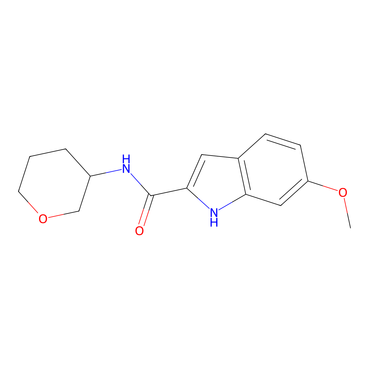 6-methoxy-N-(oxan-3-yl)-1H-indole-2-carboxamide molecular structure, CAS 2034551-35-2