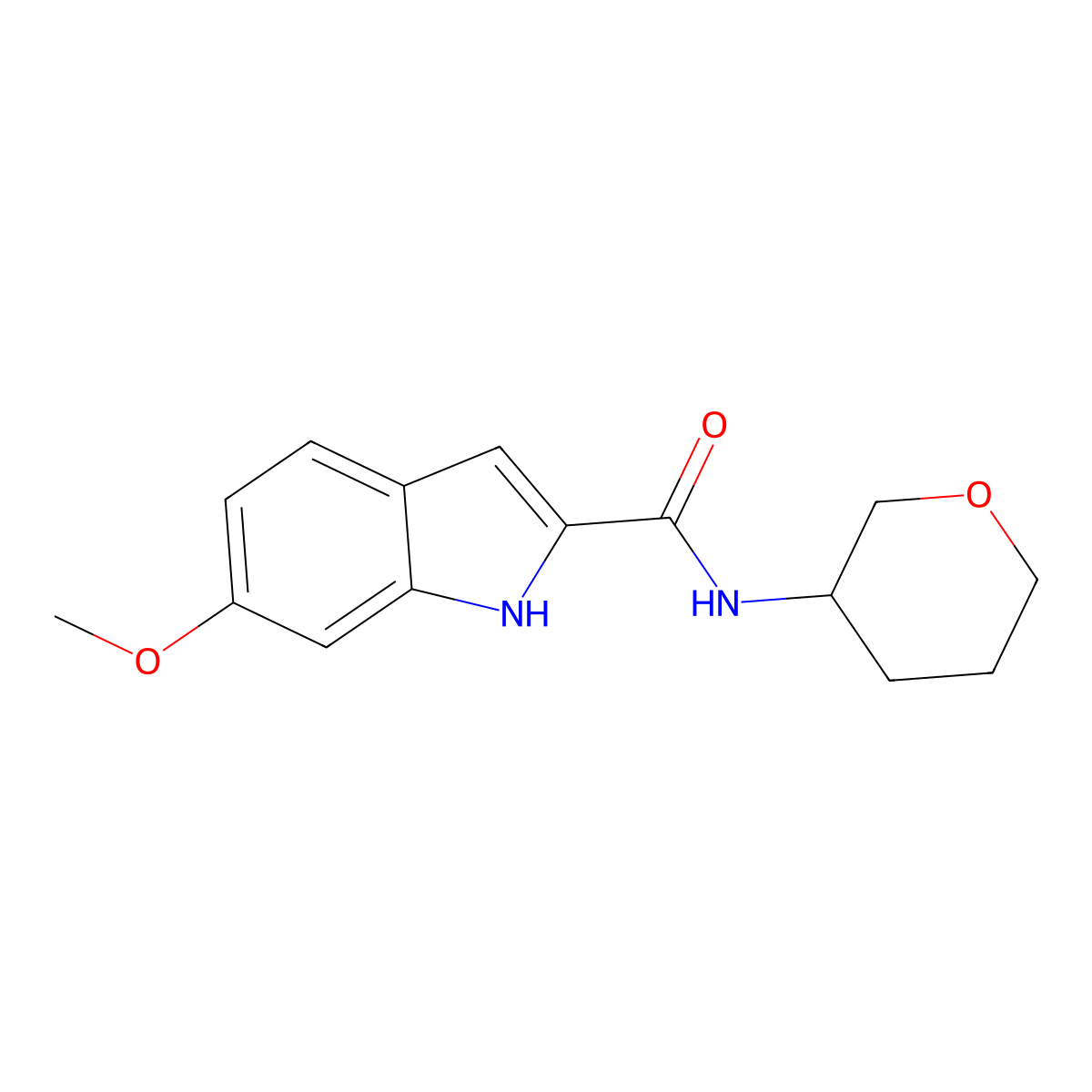 6-methoxy-N-(oxan-3-yl)-1H-indole-2-carboxamide molecular structure, CAS 2034551-35-2