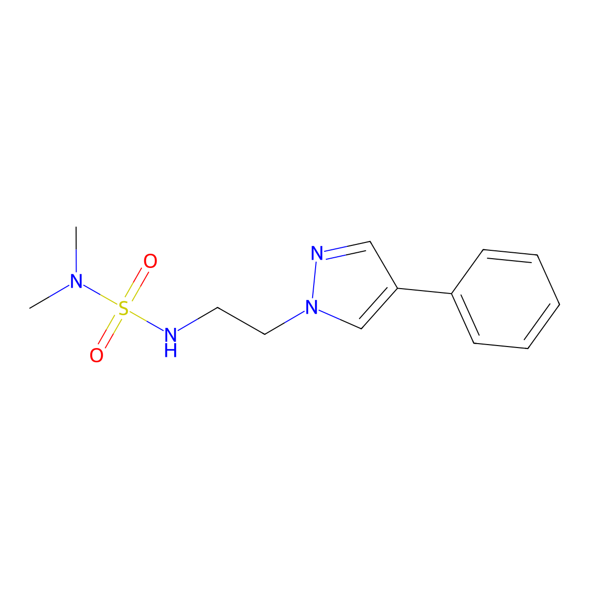dimethyl({[2-(4-phenyl-1H-pyrazol-1-yl)ethyl]sulfamoyl})amine molecular structure, CAS 2034551-43-2
