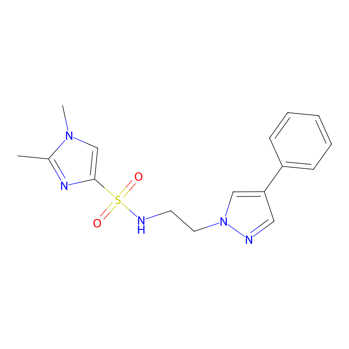 1,2-dimethyl-N-[2-(4-phenyl-1H-pyrazol-1-yl)ethyl]-1H-imidazole-4-sulfonamide molecular structure, CAS 2034551-48-7