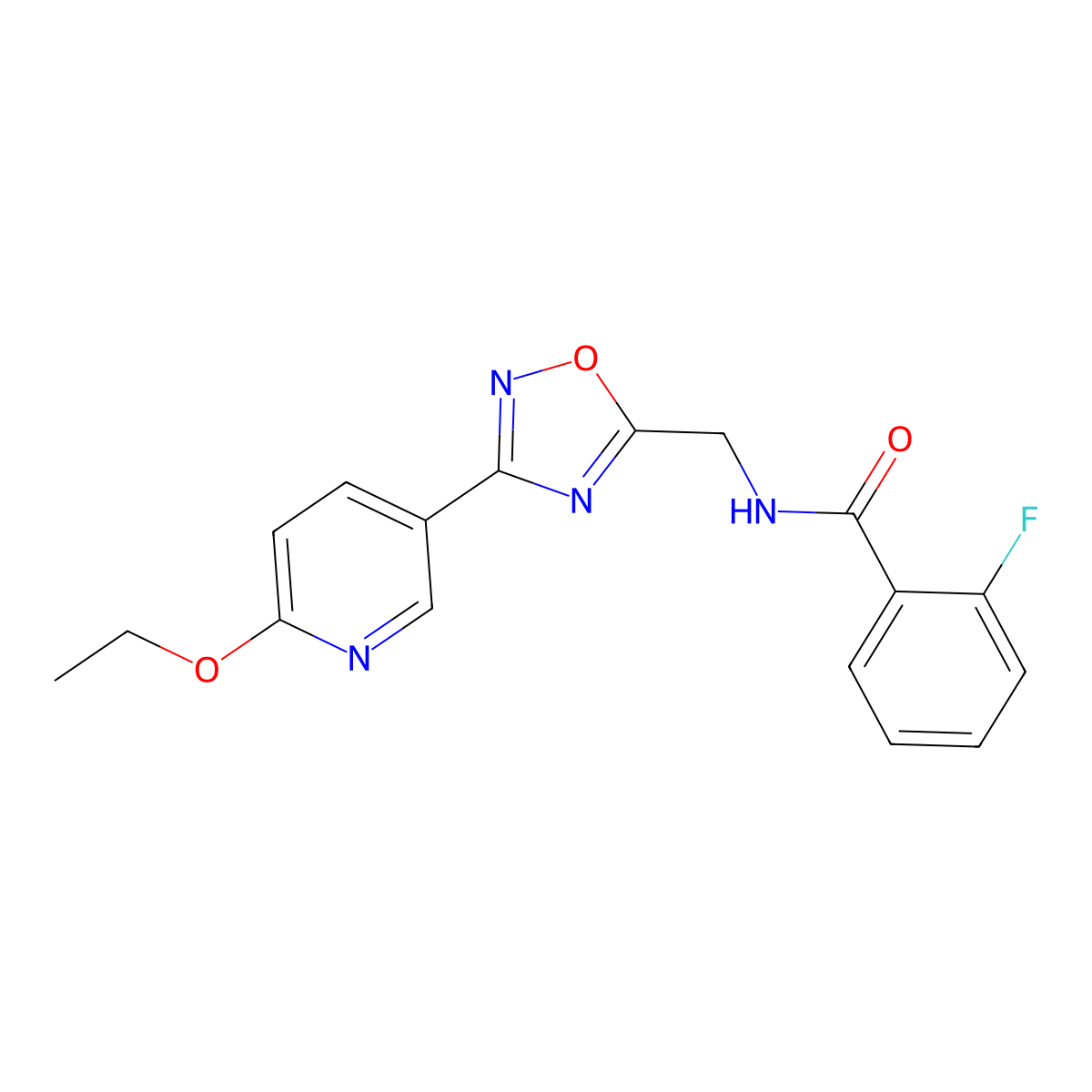 N-((3-(6-ethoxypyridin-3-yl)-1,2,4-oxadiazol-5-yl)methyl)-2-fluorobenzamide molecular structure, CAS 2034551-49-8
