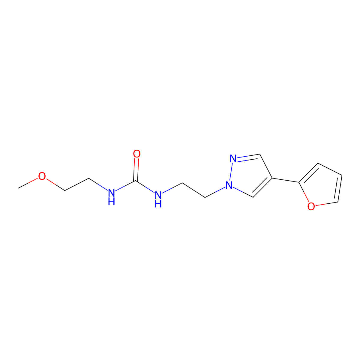 1-(2-(4-(furan-2-yl)-1H-pyrazol-1-yl)ethyl)-3-(2-methoxyethyl)urea molecular structure, CAS 2034551-50-1