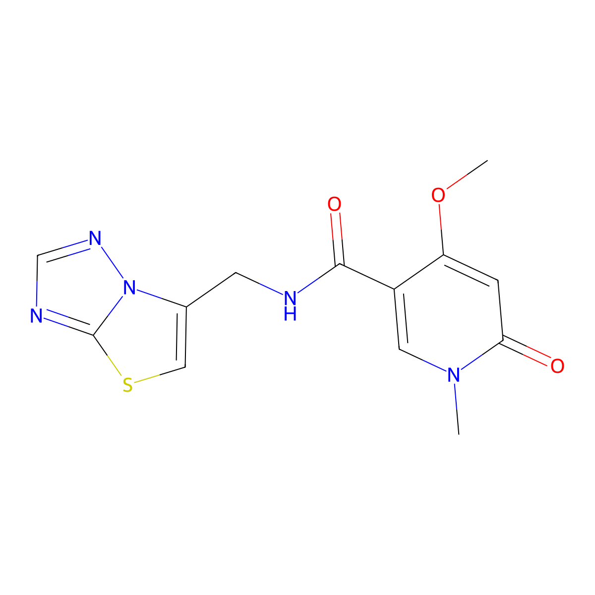 4-methoxy-1-methyl-6-oxo-N-(thiazolo[3,2-b][1,2,4]triazol-6-ylmethyl)-1,6-dihydropyridine-3-carboxamide molecular structure, CAS 2034551-58-9