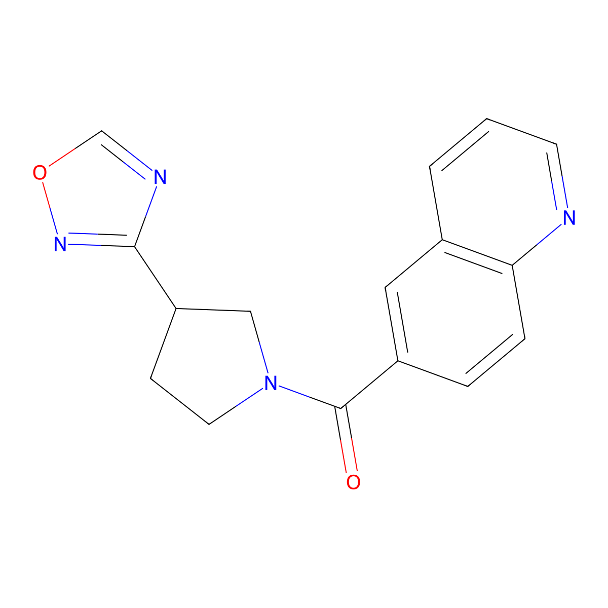 (3-(1,2,4-Oxadiazol-3-yl)pyrrolidin-1-yl)(quinolin-6-yl)methanone molecular structure, CAS 2034551-61-4