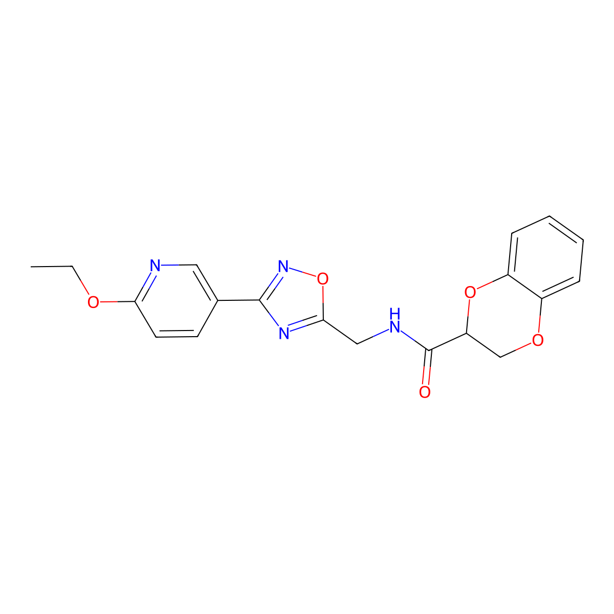 N-((3-(6-ethoxypyridin-3-yl)-1,2,4-oxadiazol-5-yl)methyl)-2,3-dihydrobenzo[b][1,4]dioxine-2-carboxamide molecular structure, CAS 2034551-64-7