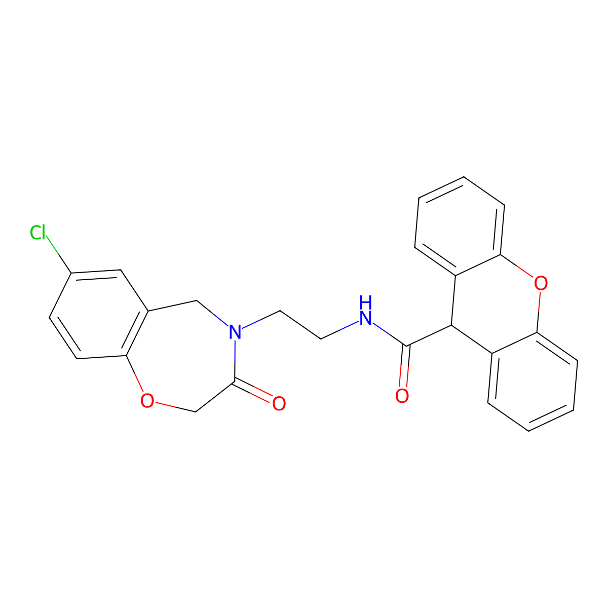 N-(2-(7-chloro-3-oxo-2,3-dihydrobenzo[f][1,4]oxazepin-4(5H)-yl)ethyl)-9H-xanthene-9-carboxamide molecular structure, CAS 2034551-68-1