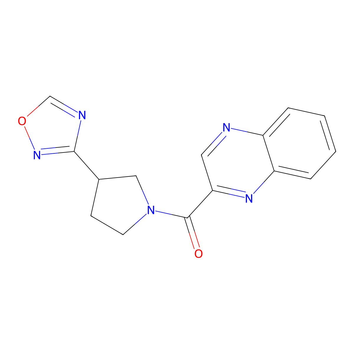 (3-(1,2,4-Oxadiazol-3-yl)pyrrolidin-1-yl)(quinoxalin-2-yl)methanone molecular structure, CAS 2034551-69-2
