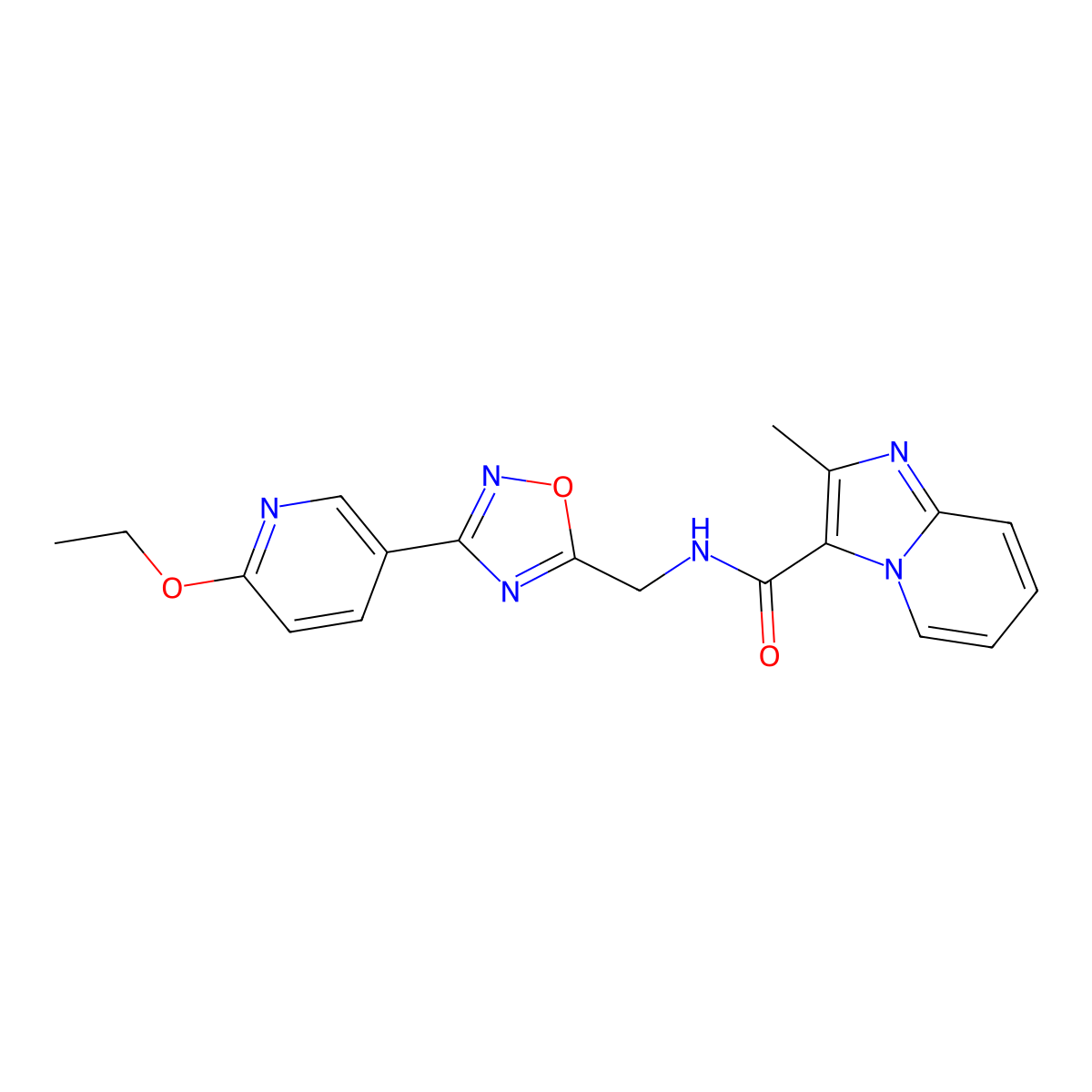 N-((3-(6-ethoxypyridin-3-yl)-1,2,4-oxadiazol-5-yl)methyl)-2-methylimidazo[1,2-a]pyridine-3-carboxamide molecular structure, CAS 2034551-71-6