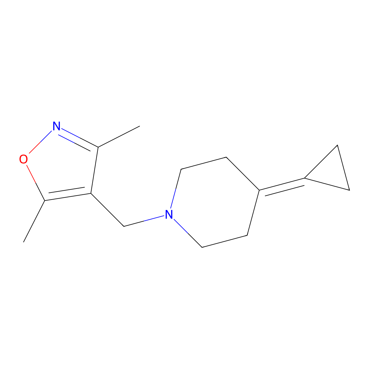 4-Cyclopropylidene-1-[(3,5-dimethyl-1,2-oxazol-4-yl)methyl]piperidine molecular structure, CAS 2034551-73-8
