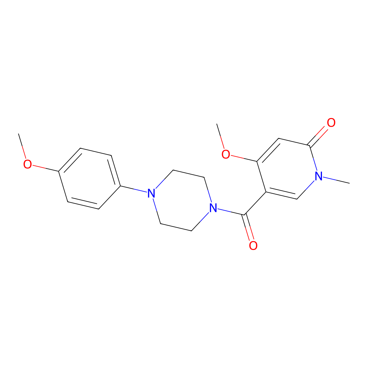 4-methoxy-5-(4-(4-methoxyphenyl)piperazine-1-carbonyl)-1-methylpyridin-2(1H)-one molecular structure, CAS 2034551-76-1