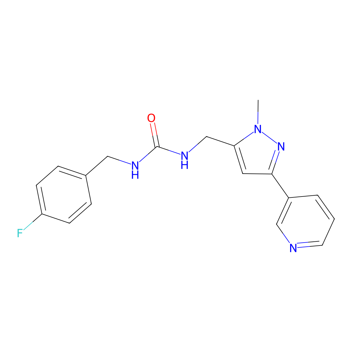 1-(4-fluorobenzyl)-3-((1-methyl-3-(pyridin-3-yl)-1H-pyrazol-5-yl)methyl)urea molecular structure, CAS 2034551-78-3