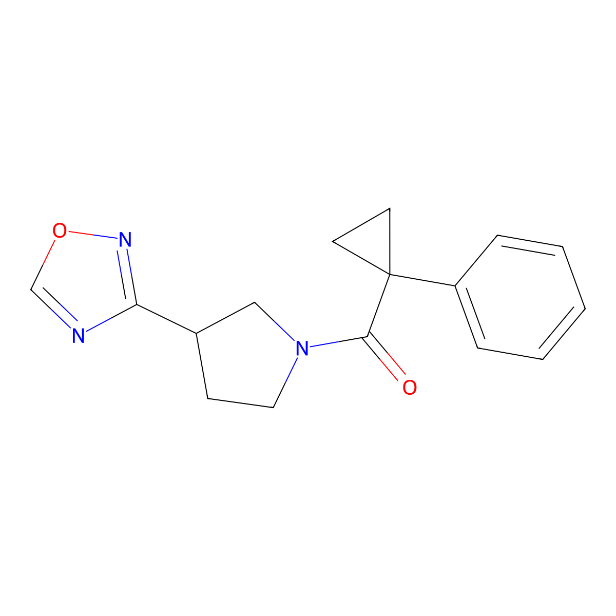 (3-(1,2,4-Oxadiazol-3-yl)pyrrolidin-1-yl)(1-phenylcyclopropyl)methanone molecular structure, CAS 2034551-79-4