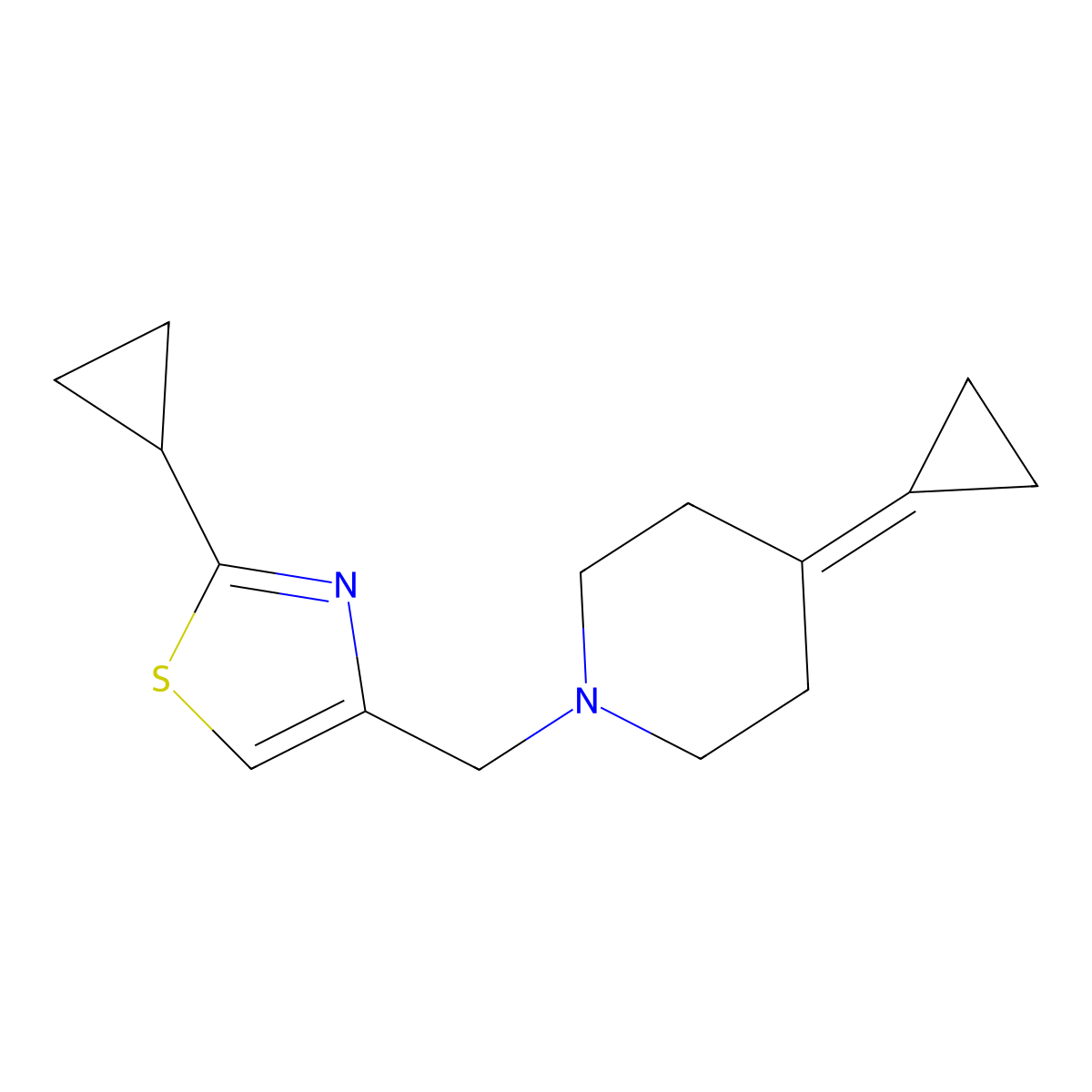 1-[(2-Cyclopropyl-1,3-thiazol-4-yl)methyl]-4-cyclopropylidenepiperidine molecular structure, CAS 2034551-81-8