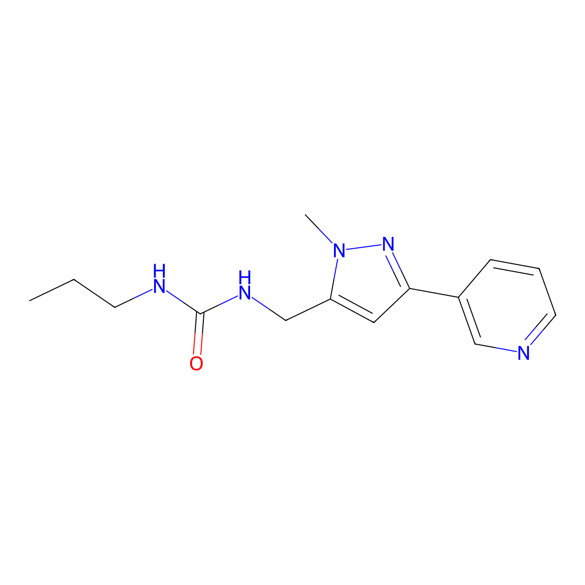 1-{[1-methyl-3-(pyridin-3-yl)-1H-pyrazol-5-yl]methyl}-3-propylurea molecular structure, CAS 2034551-86-3