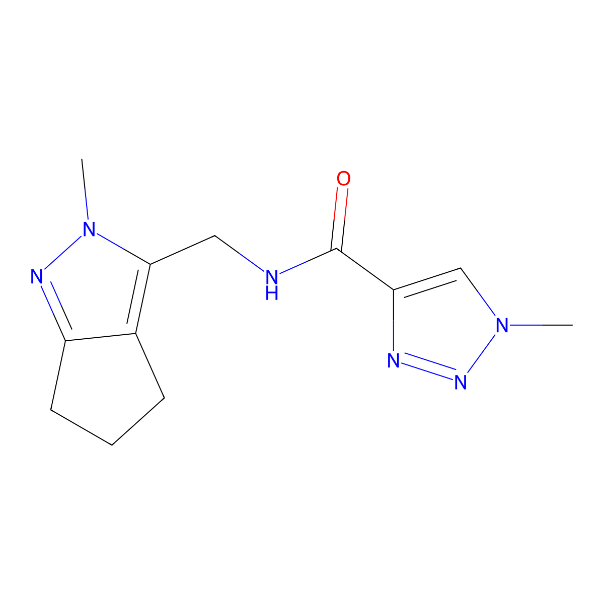 1-methyl-N-((2-methyl-2,4,5,6-tetrahydrocyclopenta[c]pyrazol-3-yl)methyl)-1H-1,2,3-triazole-4-carboxamide molecular structure, CAS 2034551-92-1