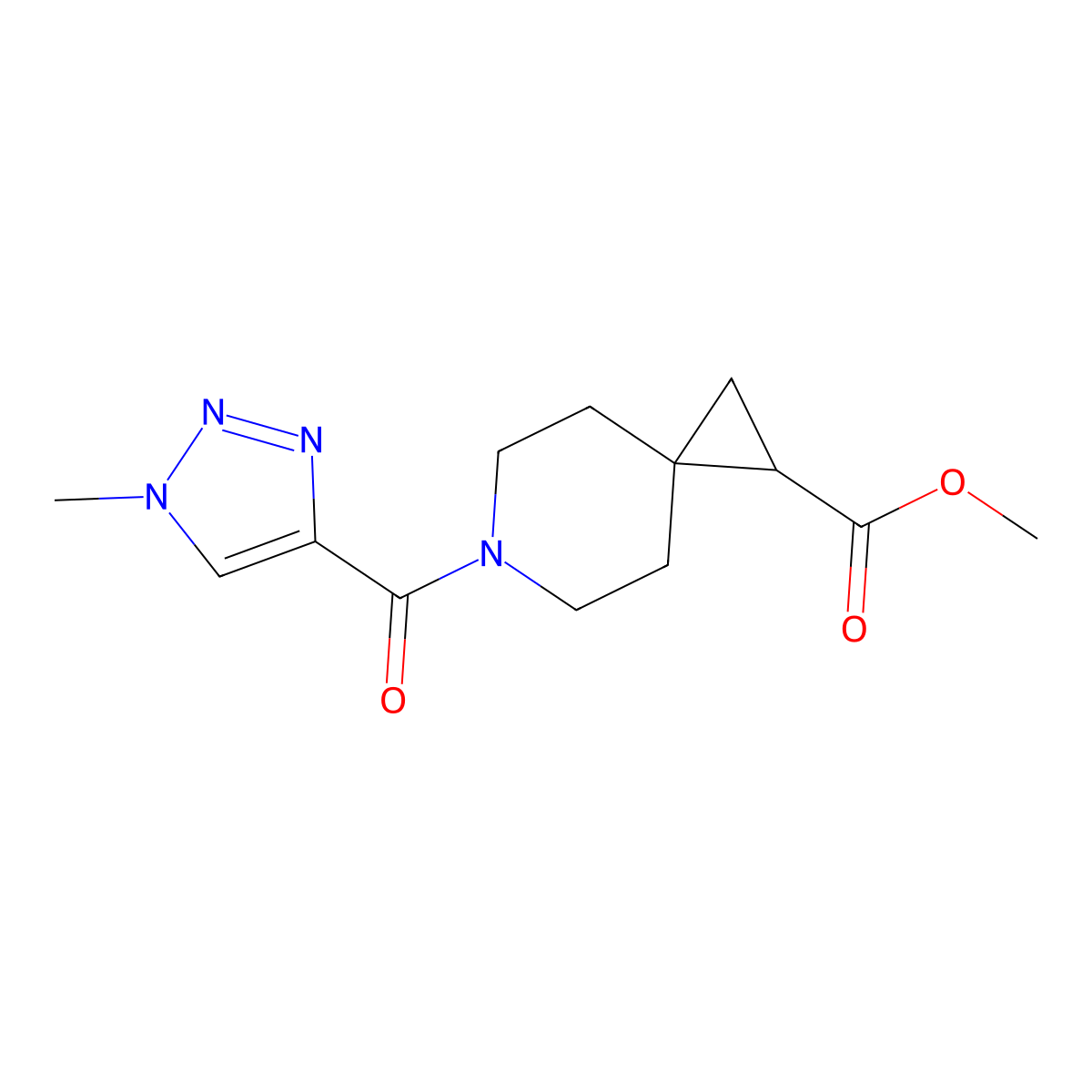 methyl 6-(1-methyl-1H-1,2,3-triazole-4-carbonyl)-6-azaspiro[2.5]octane-1-carboxylate molecular structure, CAS 2034551-93-2