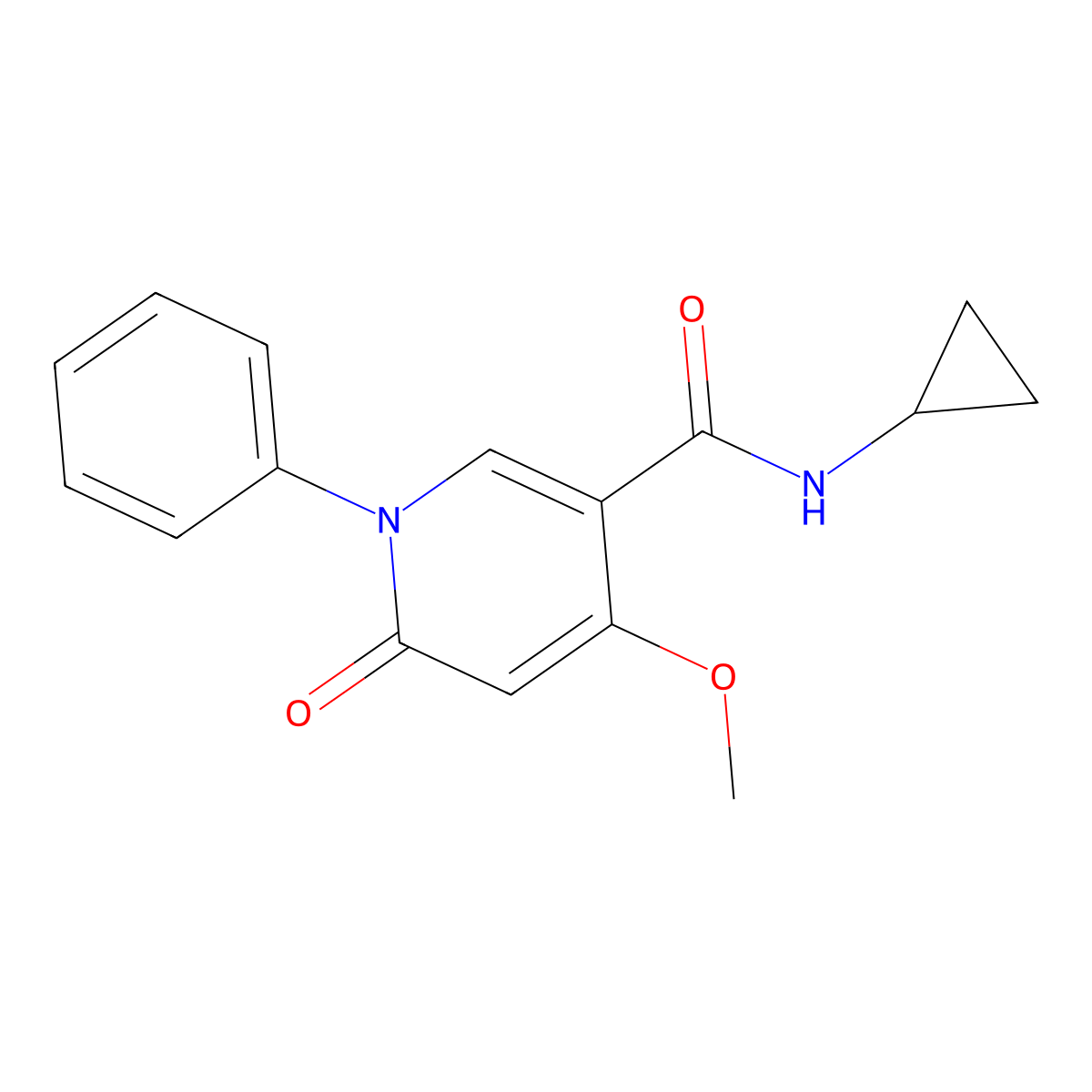 N-cyclopropyl-4-methoxy-6-oxo-1-phenyl-1,6-dihydropyridine-3-carboxamide molecular structure, CAS 2034551-94-3